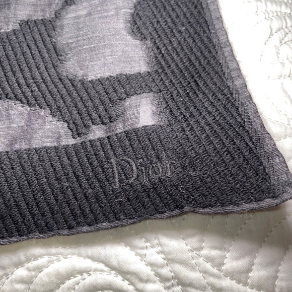 Vintage Dior Virgin Wool & Cashmere Neck Scarf 82” Long x 23" Black Gray Silver - Picture 2 of 8